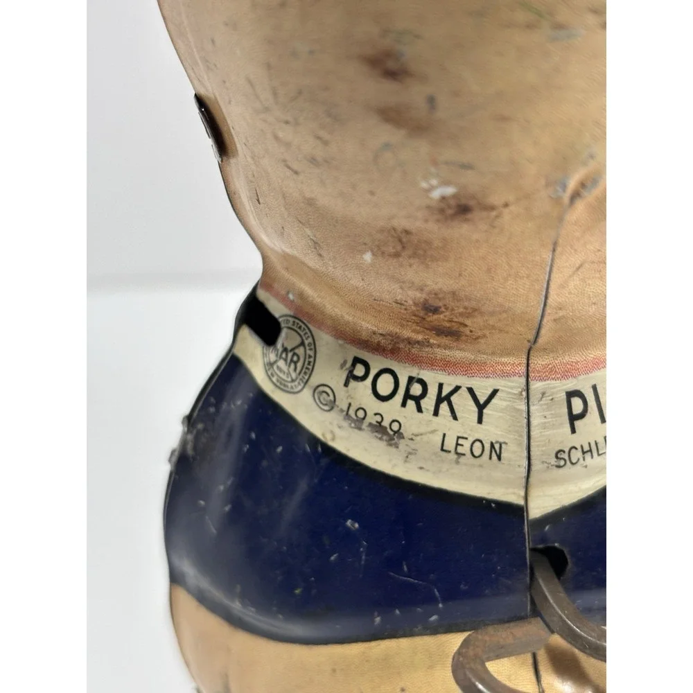 Vintage 1939 Marx Porky Pig Leon Schlesinger‎ Tin Litho Mechanical Toy
